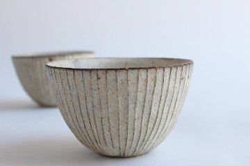 鈴木　進　粉引線紋湯呑み　丸の画像