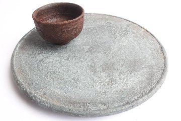 荒川蓮太郎　盆皿6寸　月白の画像