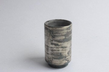 片瀬和宏　鋳込み　筒湯呑　銀の画像