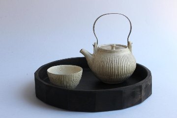 鈴木　進　粉引しのぎ急須（金具取手）の画像