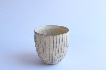 鈴木　進　粉引線紋　湯呑みの画像
