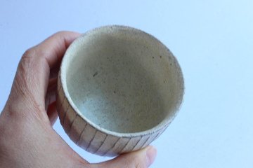 鈴木　進　粉引線紋　湯呑みの画像