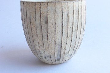 鈴木　進　粉引線紋　湯呑みの画像