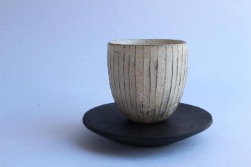 鈴木　進　粉引線紋　湯呑みの画像