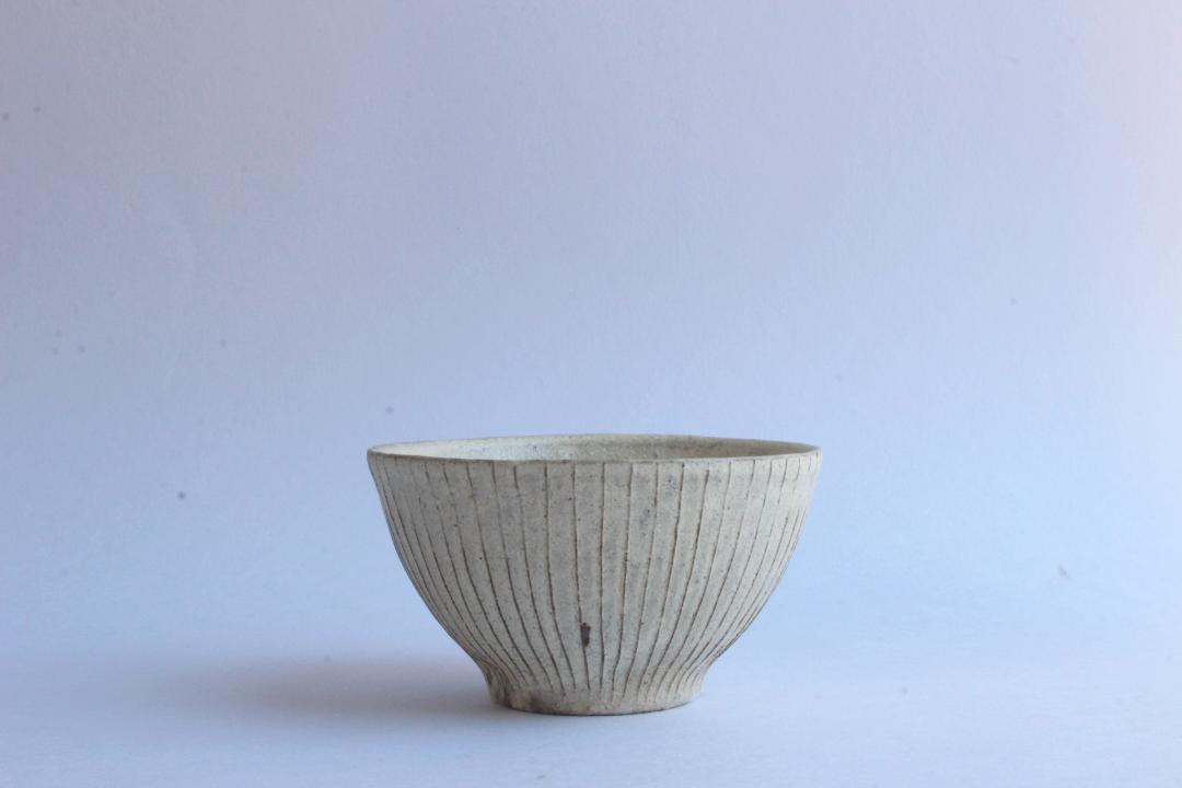 鈴木　進　粉引線紋飯碗の画像