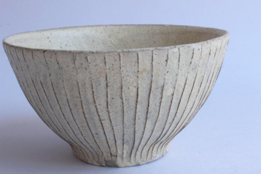 鈴木　進　粉引線紋飯碗の画像