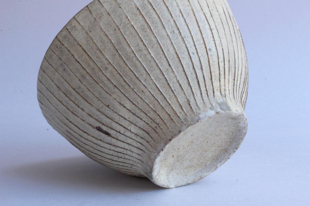 鈴木　進　粉引線紋飯碗の画像