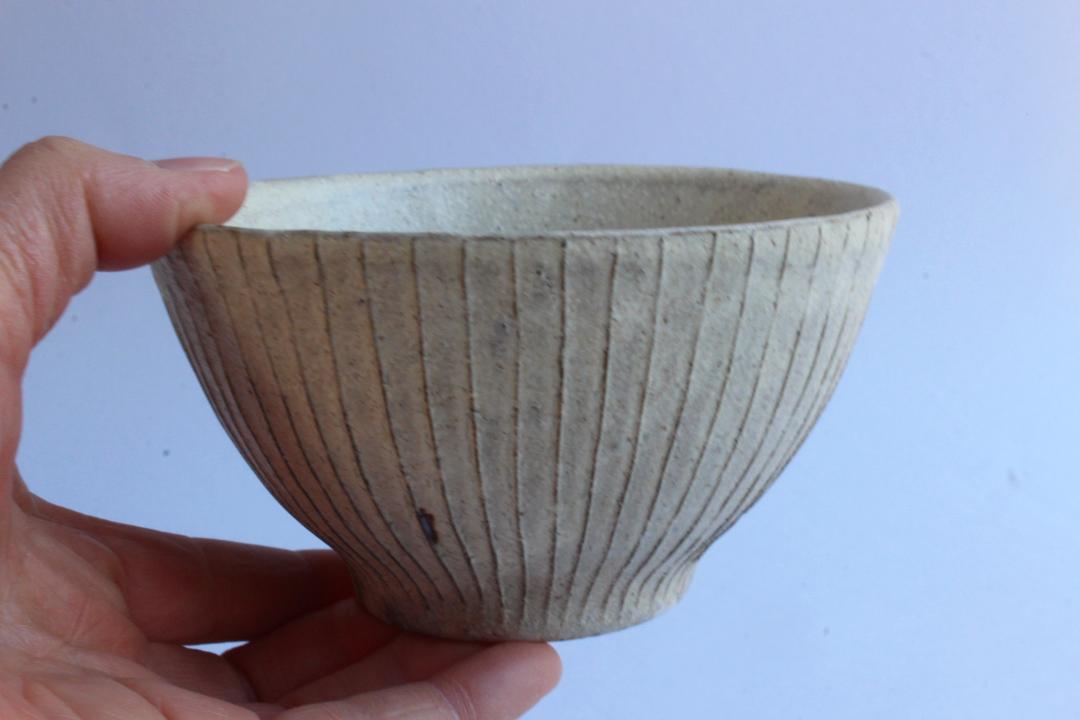 鈴木　進　粉引線紋飯碗の画像