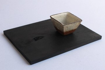 鈴木　進　粉引線紋角鉢　小の画像