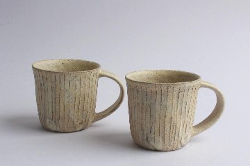 鈴木　進　粉引線紋マグカップの画像