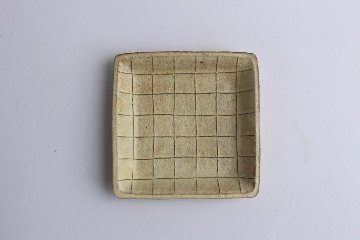 鈴木　進　粉引線紋角皿の画像