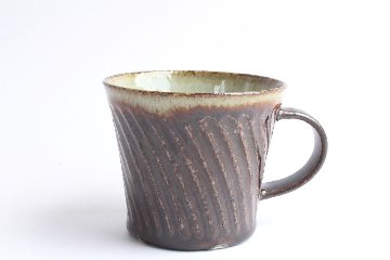 伊藤　豊　しのぎマグカップ　焦茶の画像