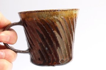 伊藤　豊　しのぎマグカップ　焦茶の画像