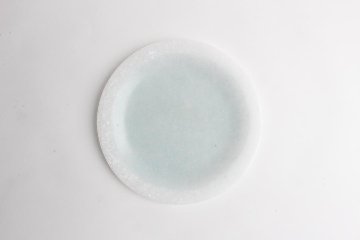 オオタ硝子研究室　【biocolor】リム皿M　ホワイト・グリーンの画像