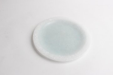 オオタ硝子研究室　【biocolor】リム皿M　ホワイト・グリーンの画像