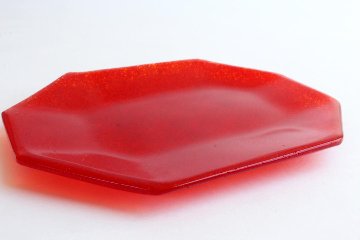 オオタ硝子研究室　【quiet】八角菓子皿　レッドの画像