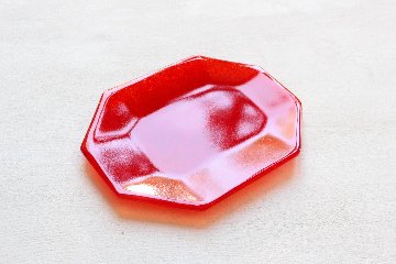 オオタ硝子研究室　【quiet】八角菓子皿　レッドの画像