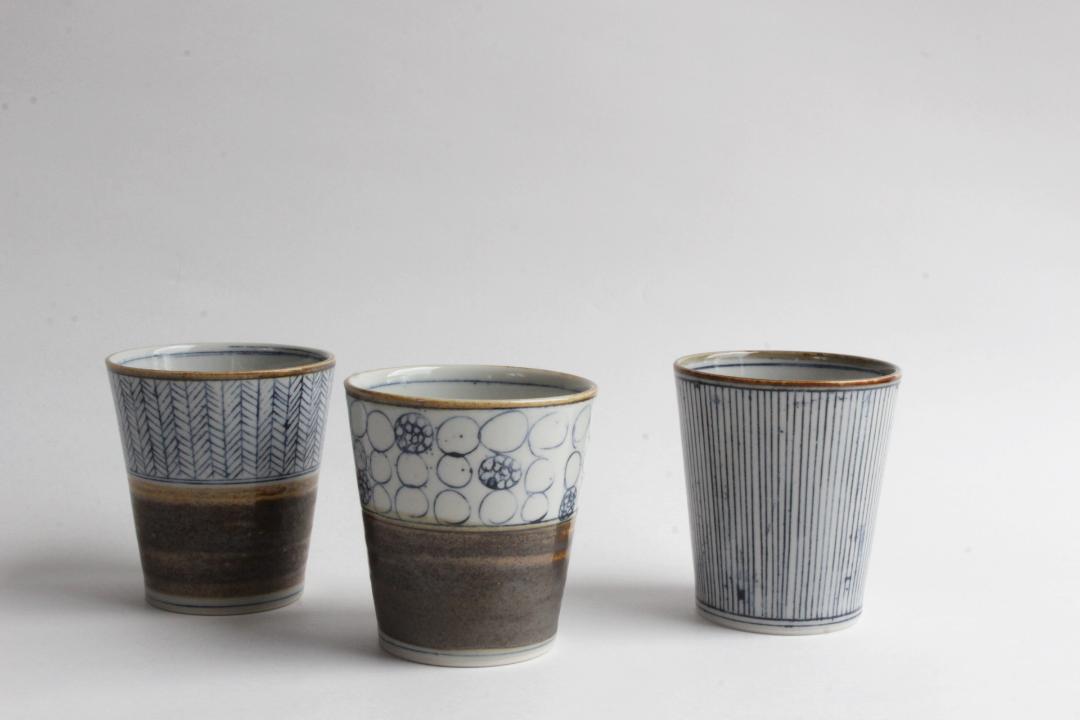 鈴木美佳子　ほそほそコップ　矢羽根（茶）の画像