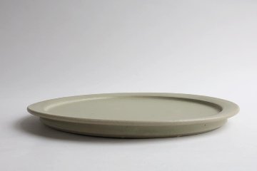 塚本友太　２４ｃｍリム皿　緑の画像