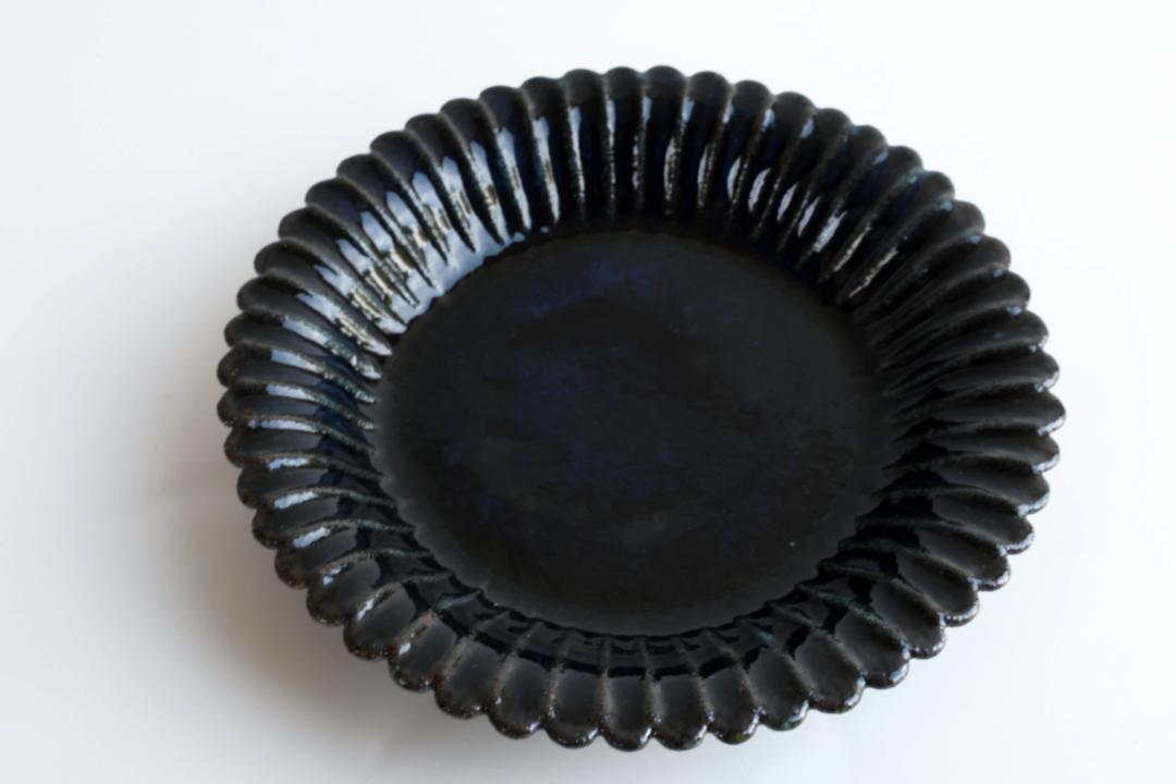 小峠貴美子　輪花皿　大　るりの画像