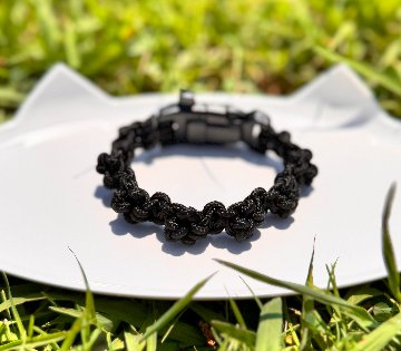 【肉球の防災ブレスレット】③黒×黒の画像