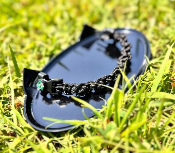 【肉球の防災ブレスレット】③黒×黒の画像