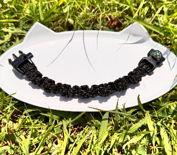 【肉球の防災ブレスレット】③黒×黒の画像