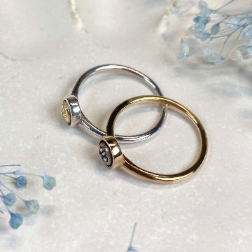 クラシック猫リング｜肉球カスタムできるシンプルリング（シルバー×18金・選べるデザイン）の画像