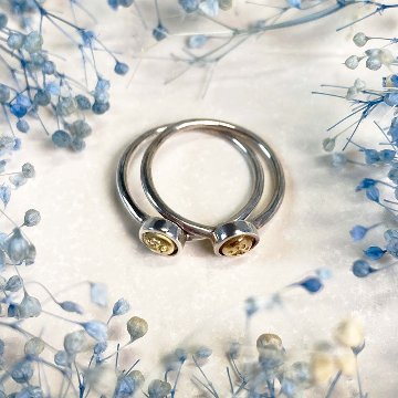 クラシック猫リング｜肉球カスタムできるシンプルリング（シルバー×18金・選べるデザイン）の画像