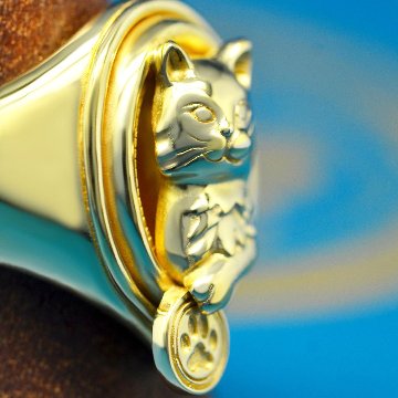 男爵の猫リング｜守り神のように佇む猫のリング（silver925・k18・真鍮）の画像