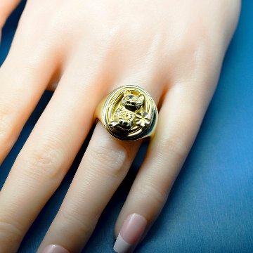 男爵婦人リング｜物語を纏うアンティーク調猫リング（silver925×真鍮・18金対応）の画像