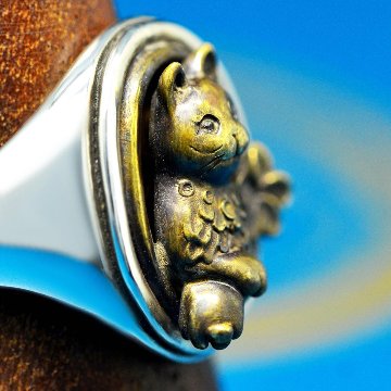 男爵婦人リング｜物語を纏うアンティーク調猫リング（silver925×真鍮・18金対応）の画像