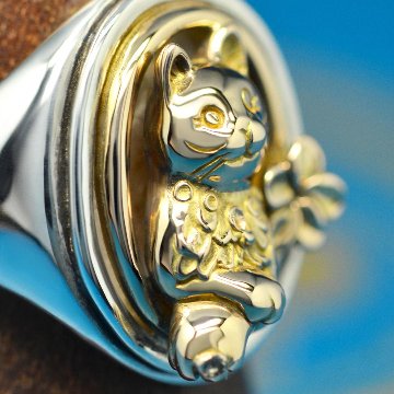 男爵婦人リング｜物語を纏うアンティーク調猫リング（silver925×真鍮・18金対応）の画像