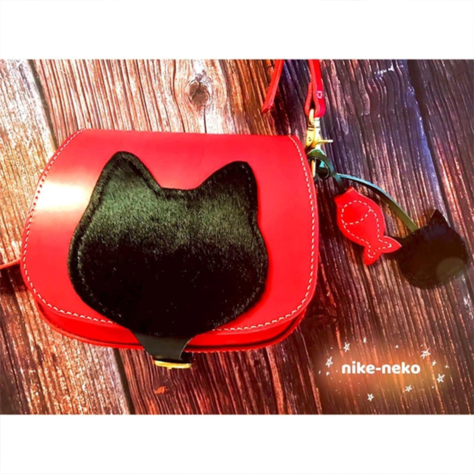 猫の顔レザーバッグ｜ケンブリッジスタイル｜本革ハンドメイド｜最後の一つの画像