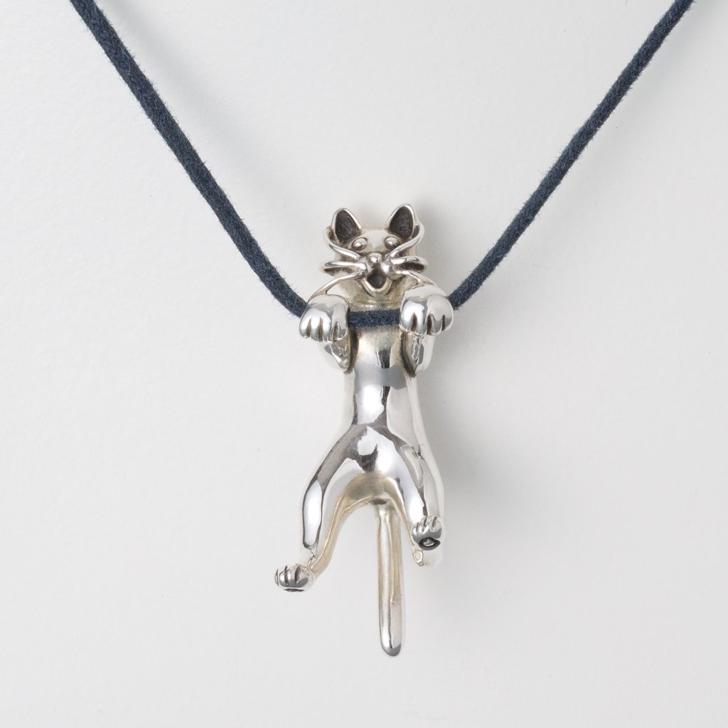 猫背の弟｜ブランコ遊びの猫ペンダント｜k18／silver925対応の画像