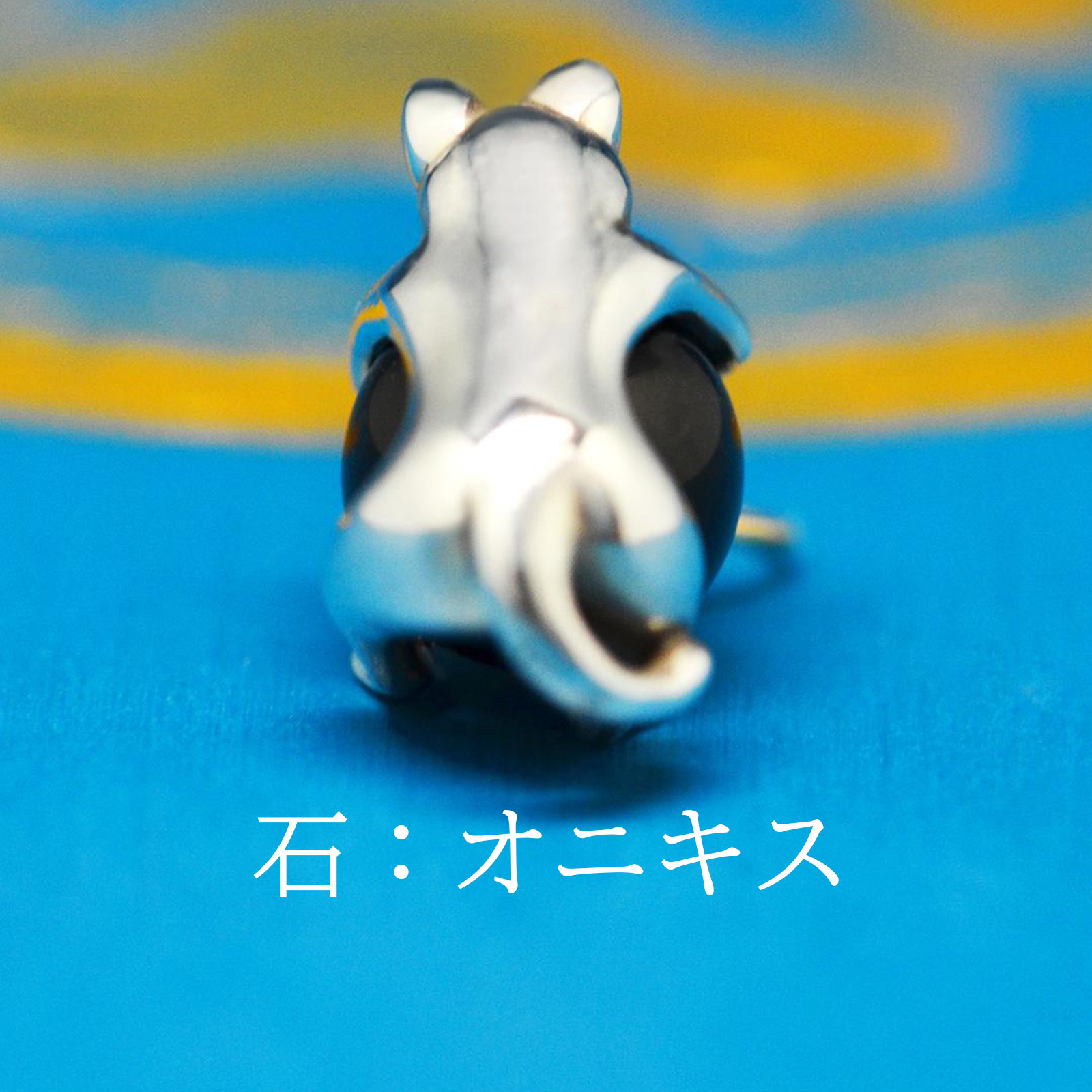 8mm天然石を抱っこする仔猫の画像