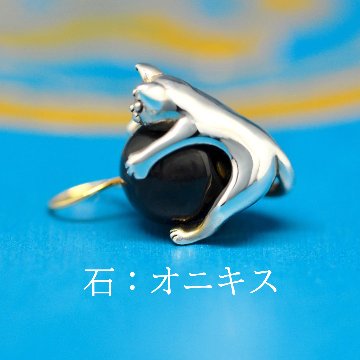 8mm天然石を抱っこする仔猫の画像