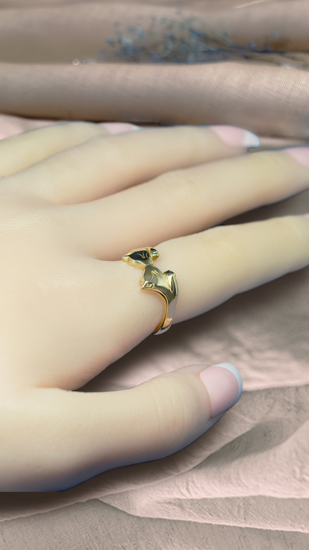 鼻でkissする仲良しねこ達のリングの画像