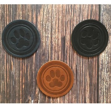イタリアンレザーコースター｜肉球デザイン｜素押し・金箔押し｜本革の画像