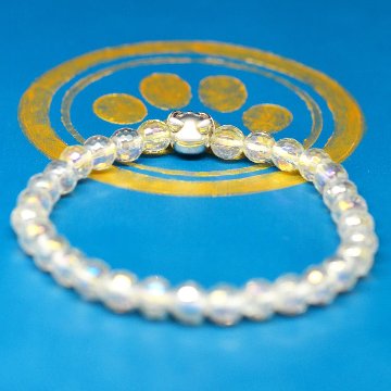 ８ｍｍの猫顔と６mmオーロラ水晶ブレスレットの画像