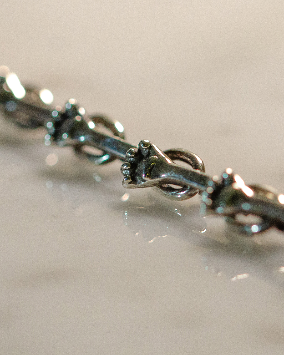 猫の手付きチェーンブレスレットsv925の画像