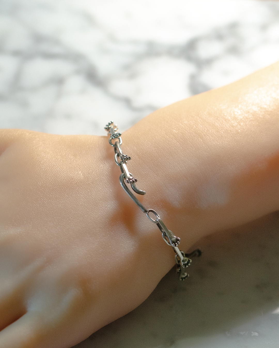 猫の手付きチェーンブレスレットsv925の画像