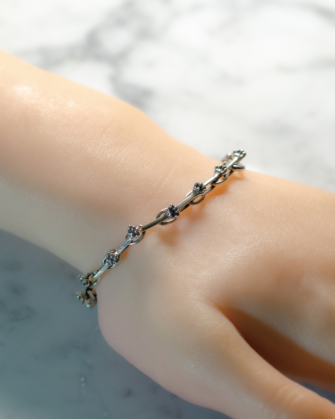 猫の手付きチェーンブレスレットsv925の画像