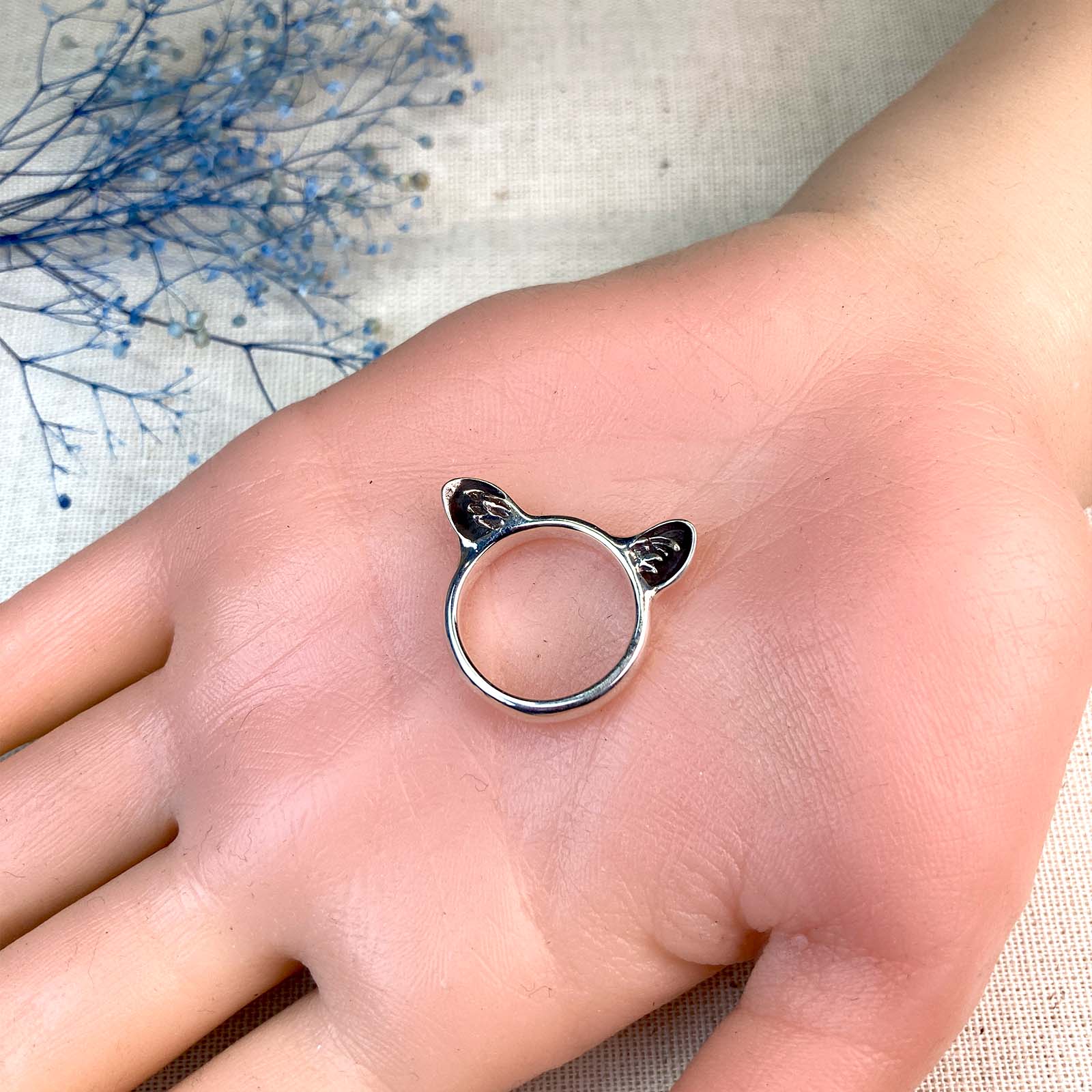 猫耳リング｜耳毛まで表現したリアル猫の耳リング（silver925・ペンダント対応）の画像