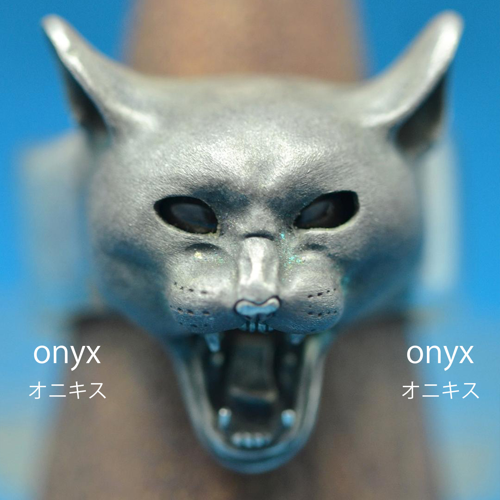 ネコ科の怒りリング｜天然石×重厚シルバーアクセサリー（ロック・ゴシック対応）の画像
