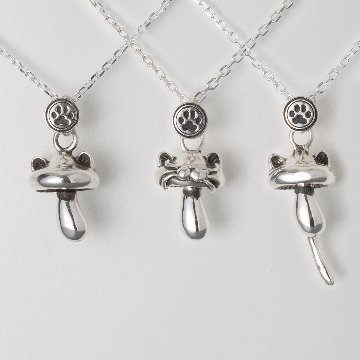 きのこねこペンダント｜成長する猫モチーフ（耳・口元・しっぽ選択可 / silver925）の画像