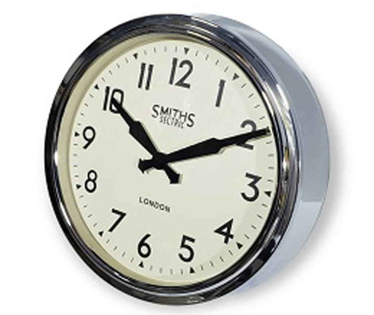 壁掛け時計、Smiths、38cm、 メタルクローム、 乾電池式 (単3)の画像