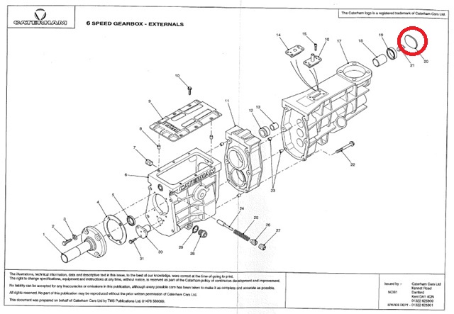 ギアボックスリアオイルシール、 Ford T9 5速 & Caterham 6速、 ケーターハム、バーキン7#19リアカバー#20の画像