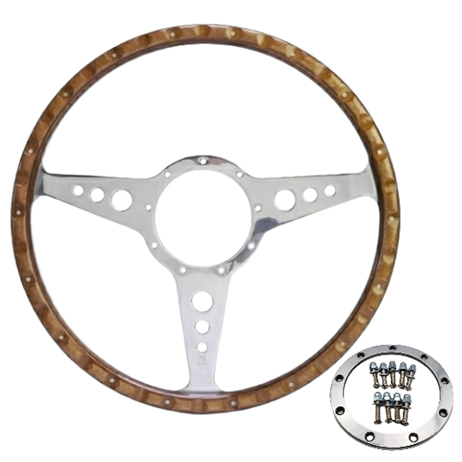 Moto-Lita MK3 ステアリングホイール、ウッド、 15" (381mm 径)、フラットの画像