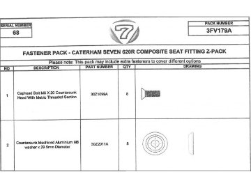 ファスナーパック、カーボンファイバーシート専用、Seven 620 の画像